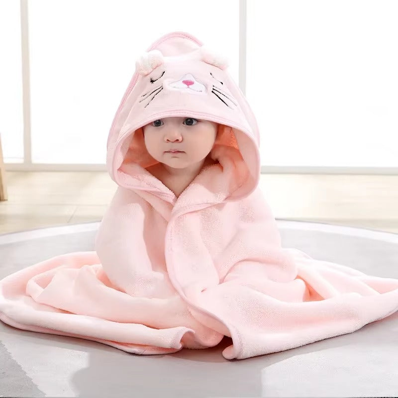 🎀 מגבת רחצה עם כובע – חיבוק חמים בחיתול אחד