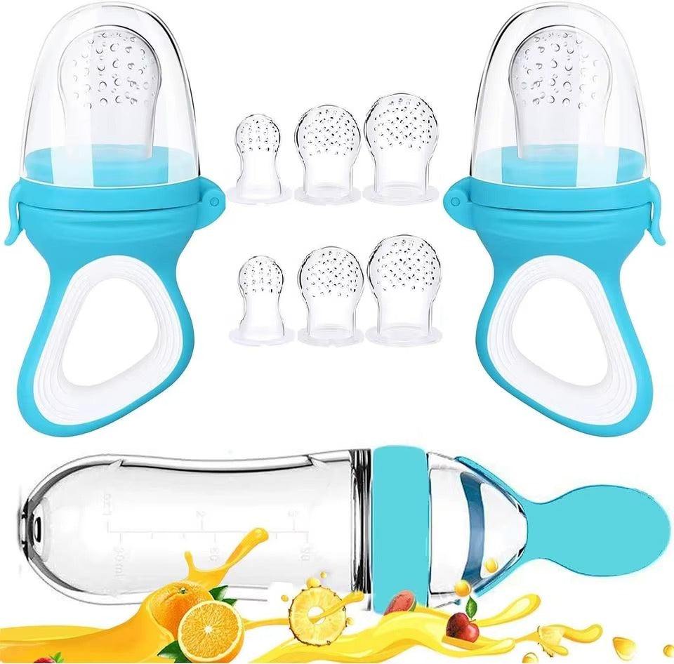🍼 בקבוק + כף סיליקון לאכלת תינוקות